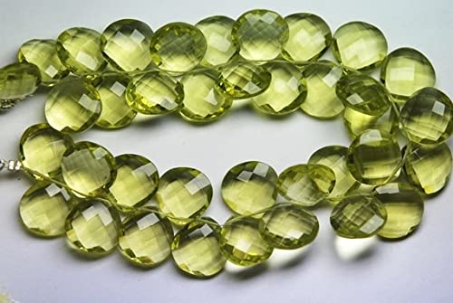 Quartz vert citron briolette cœur facetté 14mm lot de 5 paires assorties