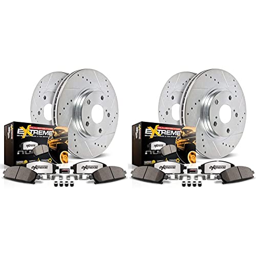 Power Stop K2172-36 Rear Z36 Truck & Tow Brake Kit w/ K2163-36 Front Z36 Truck & Tow Brake Kit, Carbon Fiber Ceramic Brake Pads and Drilled/Slotted Brake Rotors