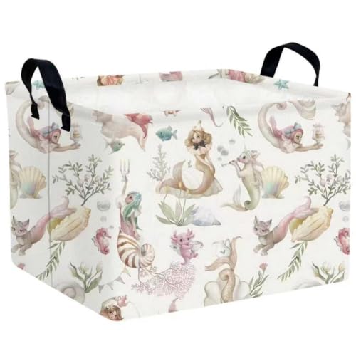 Large Girl Baby Princess Basket Collapsible Kids Toy Storage Bin Gift Box Nursery Room Decor (Mermaid)