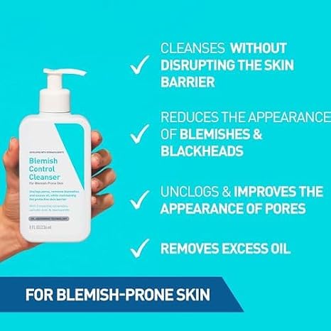 Blemish Control Face Cleanser with 2% Salicylic Acid & Niacinamide for Acne Prone Skin – Deep Cleansing Facial Wash for Reduces Spots & Breakouts 236ml
