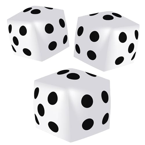 3 Pieces Jumbo Inflatable Dice 19.7 Inch Giant Inflatable Dice Multicolor Large Fun Game Tools for Indoor Outdoor Lawn Swimming Pool Party Board Game White