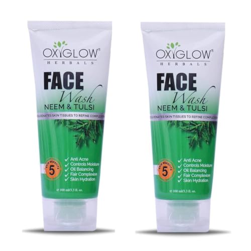 Image of OxyGlow Herbals Neem & Tulsi Face Wash 100g (Pack of 2) | For Acne Prone Skin | Controls Oil, Cleanses & Prevents Pimples | Anti Acne | Control Moisture | Oil Balancing | Fair Complexion | Skin Hydration | All Skin Type