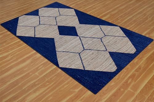 Tapis tissé à la main de prestige kilim beige et bleu - 6