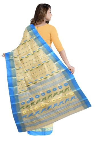 Generic sky blue banarasi silk saree in tussar silk – image 2
