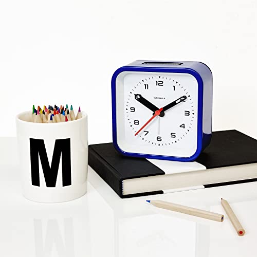 Cloudnola Railway Metal Alarm Clock, Blue, Led Light Up, 4.33 Inch Square, Silent Non Ticking, Battery Operated Quartz Movement #TOP3