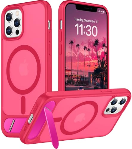 Image of Magnetic Compatible with iPhone 12 Case & iPhone 12 Pro Case, [Built-in Invisible Kickstand][Compatible with MagSafe][Military Grade Shockproof] Slim Translucent Matte Phone Case 6.1 inch