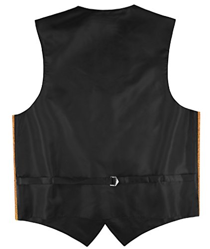 Vesuvio Napoli Men's SEQUIN Design Dress Vest & Bow Tie GOLD Color BOWTie Set for Suit Tux2