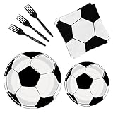 BQK 96 Pcs Soccer Plates and Napkins - Soccer Party Supplies for Birthday Party Decorations and Favors