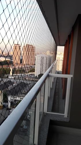 Kit Rede Tela Proteção Crianças Gatos Sacada 1,20x1,20 (Preto)