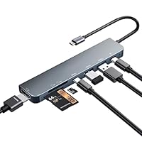 7 in 1 USB C Hub, USB-C Multiport Adapter Mit 4K HDMI, SD&TF Kartenleser, USB 3.0 & USB 2.0 Anschlüsse,100W PD, Typ C auf HDMI Adapter für MacBook Air/Pro, iPad, Samsung und Anderen USB-C-Geräten
