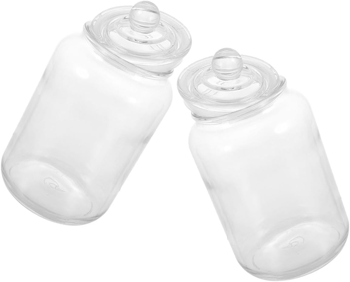 PRETYZOOM Glass Tea Canister and Airtight Grain Storage Jar Set 2l 2pcs Borosilicate Glass Kitchen Canisters for Tea, Sugar, and Dry Food Pantry Organization