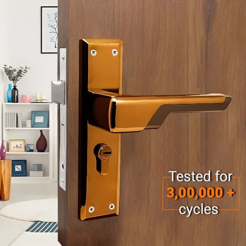 Image of Volo Luxury Series 8 inch Plate Mortise Door Lock | Bedroom Door Lock with Brass Cylinder and 8 inch Lock Body for Home /Hotels /Office with 3 Brass Computerised Keys (PVD Rose Gold)