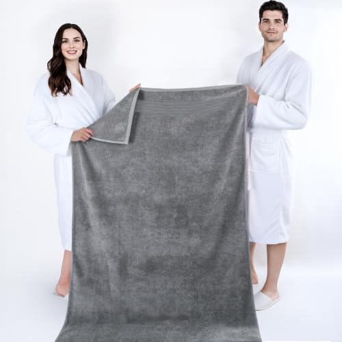 Image of Cotton Paradise 100% Cotton Turkish Towel Set, Soft Absorbent Quick Dry, 2 Piece 35x70 Bath Sheet Set, Light Grey
