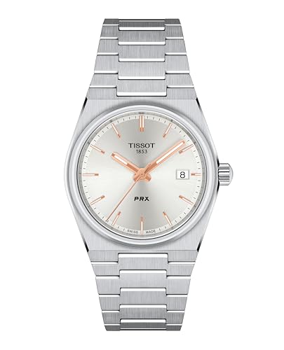 Tissot Montre à Quartz Unisexe PRX 35 mm avec boîtier en Acier Inoxydable 316L, Gris, Acier Inoxydable, 11 (T1372101103100)