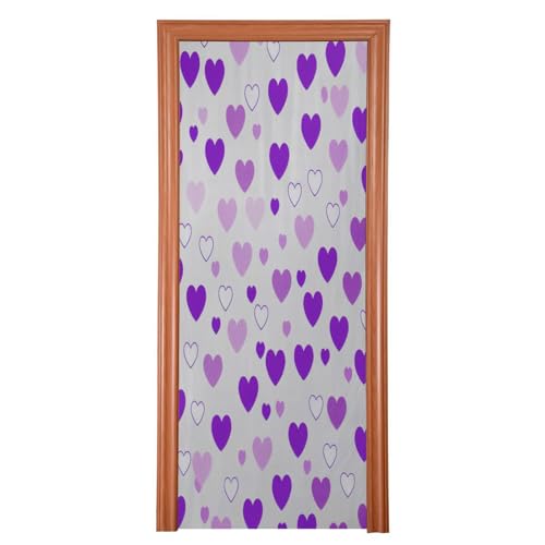 FLildon Violet Heart Love Valentine's Day Door Cover Decoration, Party Accessory Porch Decor for Festive Ornament Room Door Covers 32 x 79 Inch