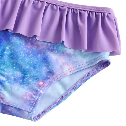Image of Funnycokid Girls Swimsuit Toddler Bathing Suit Long Sleeve 2 Piece Rash Guard Set for Kids 2-10 Years