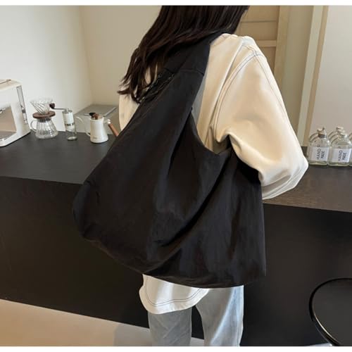 Bolso hobo para mujer, de color liso, estilo drapé, gran capacidad, nylon, bandolera versátil y relajada, ideal para viaje y deporte miniatura 5