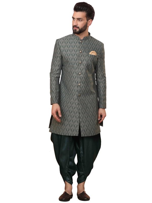 Sherwani pour homme en mélange de soie vert taille 36 KISAH