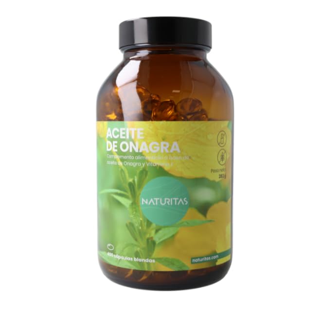 Aceite de Onagra 400 Perlas Naturitas Essentials | Protege las células | Complemento alimenticio a base de Onagra y Vitamina E