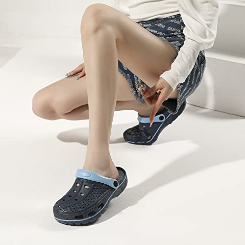 INMINPIN Women and Men Orthopedic Clogs Arch Support Garden Shoes Sandals Slippers with Plantar Fasciitis Feet Insoles,Retro Navy,8-9 Women/6-7 Men