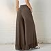 bawilom Womens Casual Palazzo Pants Ruffle Hem Wide Leg Trousers Drawstring High Waist Baggy Loose Fit Lounge Pants Pockets Brown