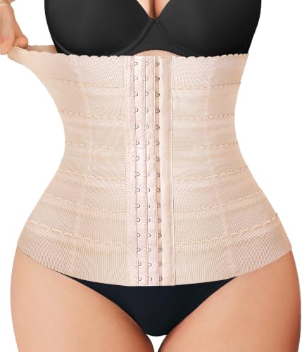 Nebility Women's Waist Trainer Shapewear Tummy Control Cincher Body Shaper (Light Beige, Large)