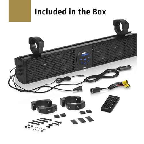 Sound Storm Laboratories SB26 ATV UTV Sound Bar - 26 Inch Wide, 4 Inch Speakers, 1 Inch Tweeters, Full Range Audio, IPX5 Weatherproof, Bluetooth, Built in Amplifier, Golf Cart Compatible - Thumbnail 6