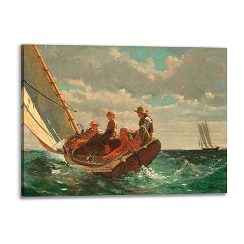 Toile Winslow Homer Breezing Up 80x60 pour une déco salon style bord de mer