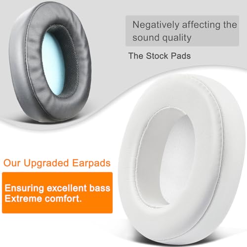 SOULWIT Replacement Earpads for Skullcandy Hesh 3/ANC/Evo & Crusher Wireless/540/ANC/Evo & Venue ANC Over-Ear Headphones, Ear Pads Cushions with Protein Leather, Noise Isolation Foam - White