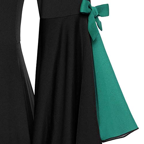 Aniywn – Blusa feminina plus size para o Dia das Bruxas, manga comprida com lantejoulas e cadarço, V