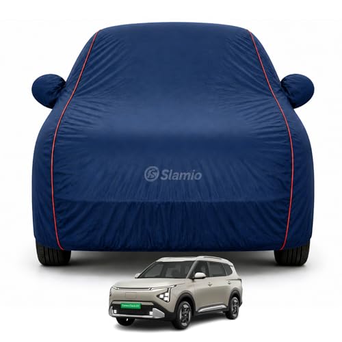 Image of Car Cover for Kia Carens Clavis EV 2026 | 100% Waterproof Heavy-Duty 3-Layer Car Body Cover | All-Weather Rain, UV, Sun & Dust Protection | Custom Fit | Mirror & Antenna Pockets | Navy Blue