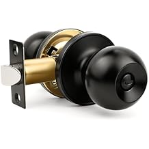 Knobonly 1 Pack Privacy Door Knobs Matte Black, Keyless Door Knobs Interior for Bedroom and Bathroom, Round Door Handles Stainless Steel, Classic Design