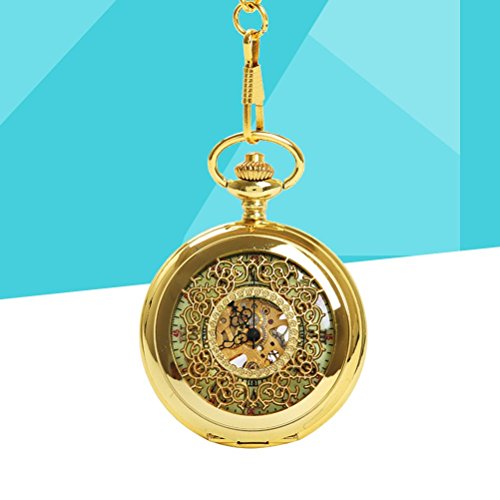 NICERIO Relógio de bolso com padrão oco, estilo retrô Steampunk, relógio mecânico com numerais roman