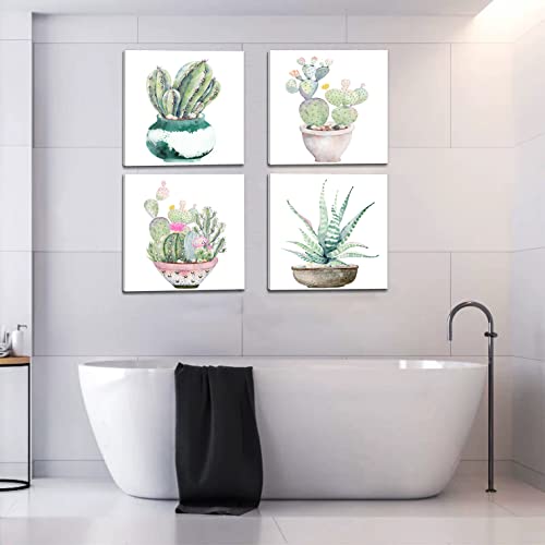 Dgbtcart Succulent Plants Bathroom Decor Wall Art, Green Cactus Pictures Canvas Print, Botanical Paintings For Bedroom Living Room Office Decoration - 12" X 12" #TOP6