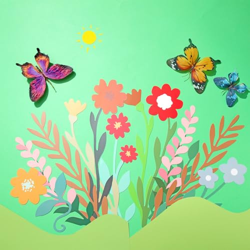 Yeaqee 2 Pcs Flower Banner Garland Double-Sided Colorful Waterproof Flower Birthday Party Decoration Paper Backdrop for Birthday Wedding Baby Shower(Colorful) - Thumbnail 7