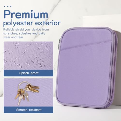 Vinabilia 6-7 Inch Protective Sleeve Carrying Case for 7" Kindle Paperwhite and Kindle Colorsoft Signature Edition, 6" Kindle, 6" Kobo Clara BW/Colour, 7" Kobo Libra Colour/E-Reader, Grey Purple - 3