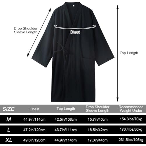 Ropa de dormir para hombre estilo kimono japonés transpirable 3