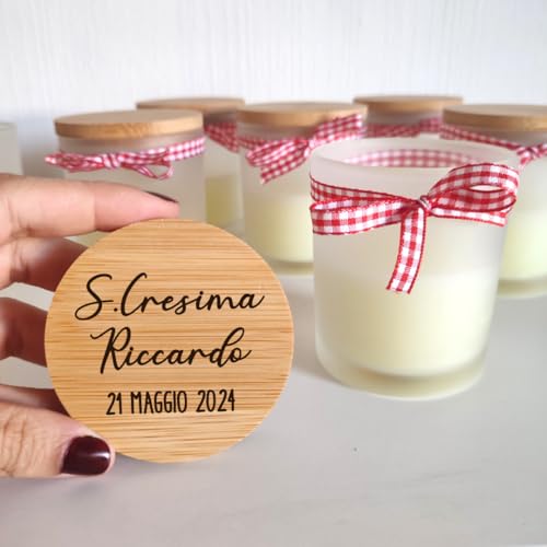 CANDELA PROFUMATA PERSONALIZZATA SUL TAPPO - BOMBONIERE - COMUNIONE - CRESIMA - MATRIMONIO - BATTTESIMO (1 CANDELA)
