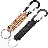 【Durable y portátil】 Este llavero de Paracord está hecho de cordón de nailon trenzado militar, con anillo de metal y mosquetón. Longitud: 6,1 pulgadas. Robusto, ligero y de gran tamaño para llevar.
