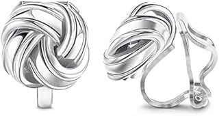 Sllaiss 925 Sterling Silver Clip On Earrings for Women Love Knot Earrings Celtic Knot Earrings Non Pierced Clip Earrings Clip-on Earrings Jewellery
