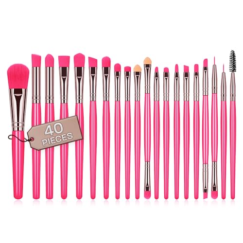 Pinselset makeup professionelle 40 Stück hochwertige synthetische Borsten concealer pinsel lidschatten pinselset puder pinsel make up pinsel (Fuchsia)