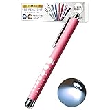 ペンライト ソフトLED 光源(白色,電球色) ノック式 電池付 すぐ使える 手触りのいいラバー素材 頑丈ですべりにくい 【HIPPO REILLY】 (白色LED_ピンク)
