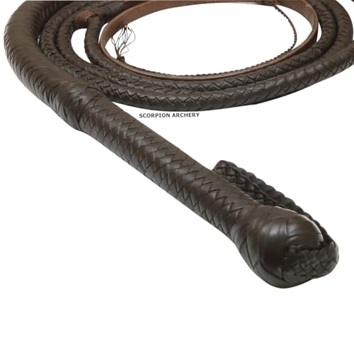 SCORPION ARCHERY Bullwhip Real Cow Hide Leather 8 Plaits Equestrian Bull Whip Brown Color Rope Core Belly Inside Birthday Gift for him (8 FEET) - Thumbnail 2
