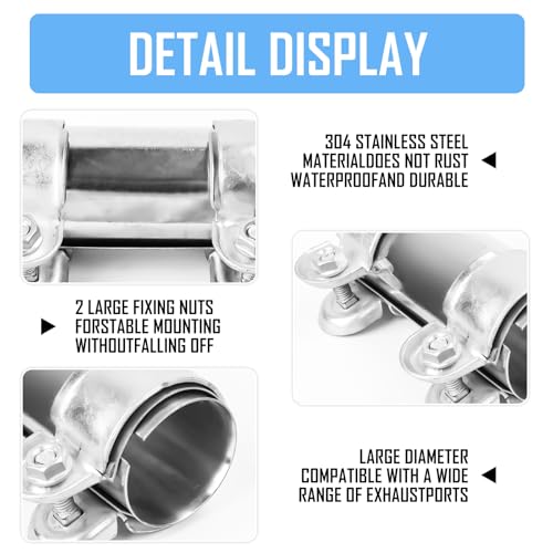 Auspuffschelle 45mm Edelstahl Doppelschelle Auspuffschelle Rohrverbinder, Universal Korrosionsbeständig Auspuffrohrklemme für Auspuffrohr mit 45 mm Durchmesser