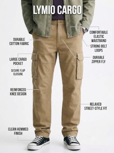 Image of Lymio Cargo for Men | Cotton Cargo Pant | Drawstring Waist Pant (Available Also Plus Size) (46-49)