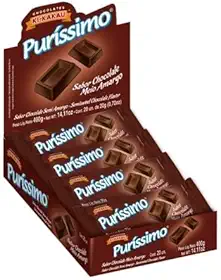 Chocolate em Barra Puríssimo Meio Amargo 400g – 20 Unidades de 20g | Ideal para Revenda, Lanches e Brindes