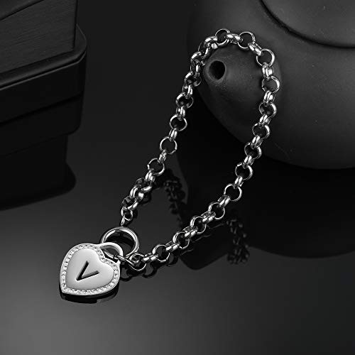 Image of CaleesLLC Letter A to Z Initial Charm Bracelet Adjustable Stainless Steel Anklet Personalized Wrist Link for Women