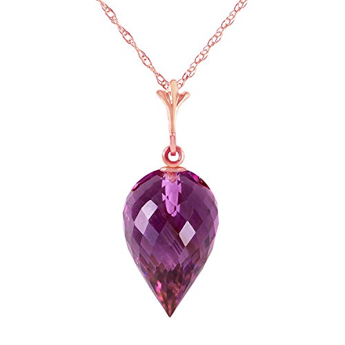 Galaxy Gold GG 9.5 Carat 14k Solid Rose Gold Necklace with Natural Pointy Briolette Drop Amethyst Pendant