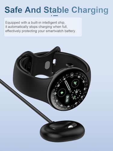 Base de carga magnética estable compatible con Google Pixel Watch 4 cable negro USB-C 7