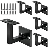 5 Pack 304 Stainless Steel Square Matt Black Handrail Brackets for Staircase Stair Railing Brackets